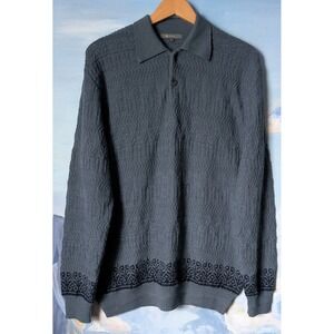 NEW! SOL Baby Alpaca - Wool Slate Blue Collared Knit Pullover $180